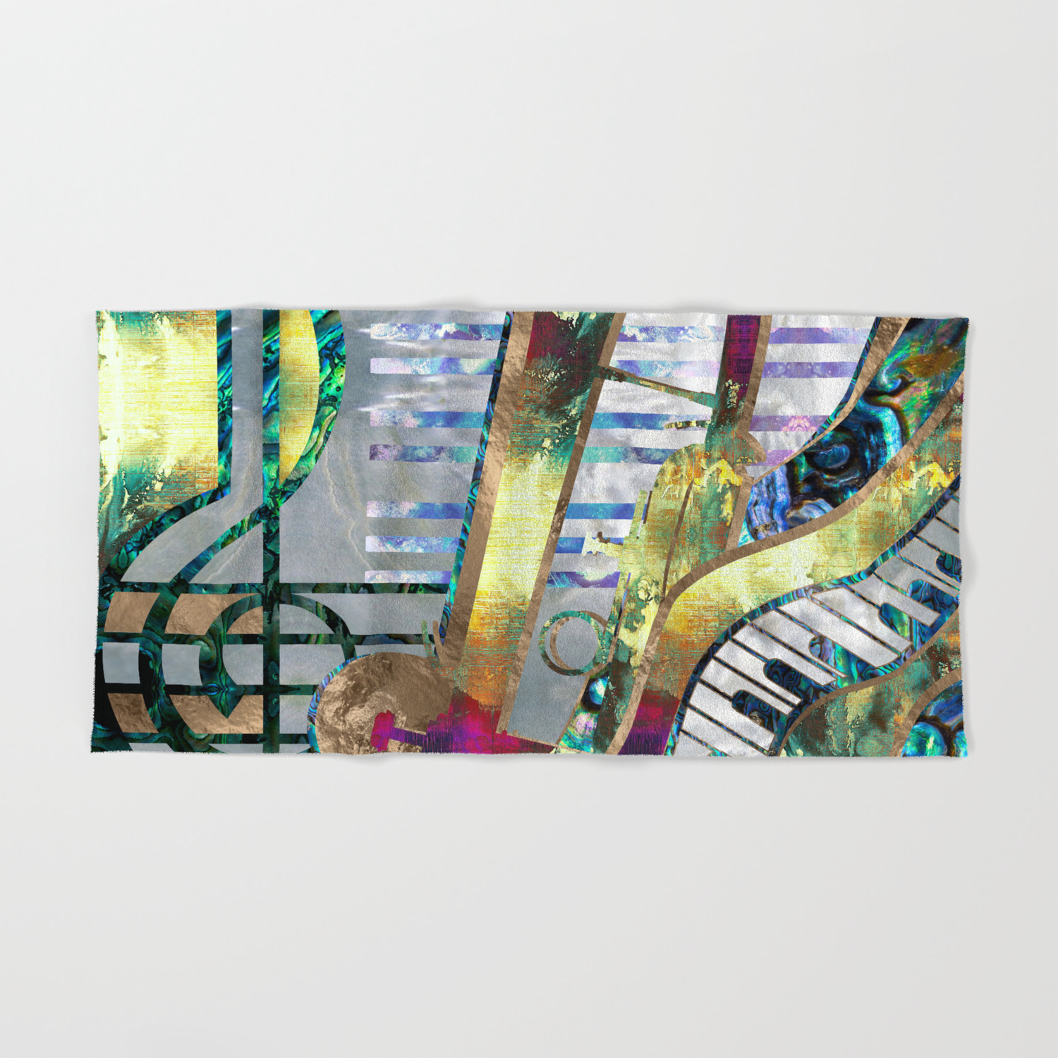 Abstract Music Art Collage Mixed Media 1 Hand Bath Towel By