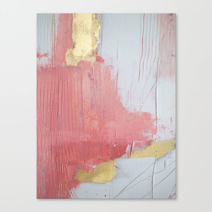 Melody A Pretty Minimal Abstract Painting In Gold Pink And White