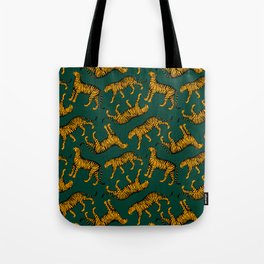 Tigers (Dark Green and Marigold) Tote Bag