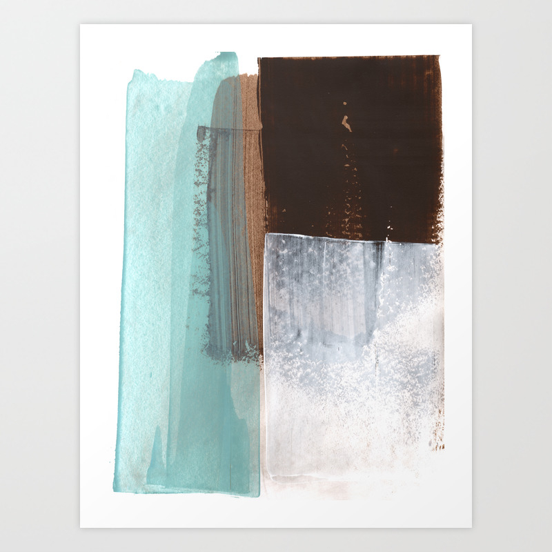 Colorblock Abstract Painting Aqua Brown White Art Print By Mininst Society6