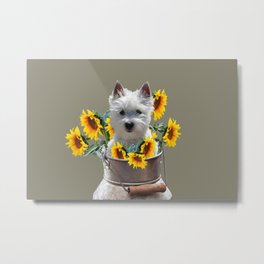 Milk can with fox terrier and sunflowers Metal Print | Flowers, Foxterrier, Graphic, Graphicdesign, Pet, Collage, Dog, Milkcan, Childrendesign, Futuristic 