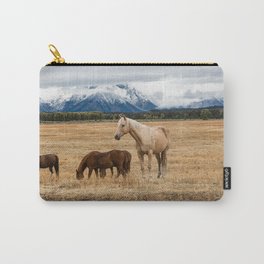 Mountain Horse - Palomino Horse on Autumn Day in Grand Teton National Park Wyoming Carry-All Pouch | Mountains, Photo, Landscape, Horses, West, Digital, Rugged, Landscapes, Herd, Western 