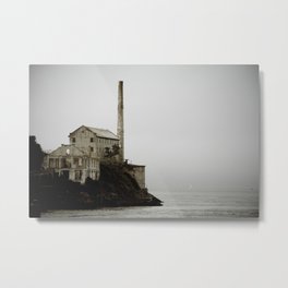 Buildings of Alcatraz Metal Print | Old, Archaic, Abandoned, Decaying, Architecture, Ocean, Sepia, Photo, Rusted, Tower 