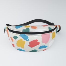 Colorful Abstract Shapes - Brush Strokes Modern Minimalist Fun Playful decor Orange Yellow Blue Pink Green White Red Fanny Pack