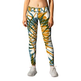 Corals - abstract pattern (Hexacoralla) in ochre and petrol Leggings | Drawing, Digital, Pattern 