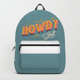 Howdy Y'all | Yellow Orange Blue Backpack | Texas, Howdy, West, Curated, Austin, Type, Cowboy, Drawing, Desert, Bright 