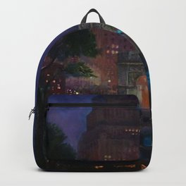 American Masterpiece 'Wet Night, Washington Square, Greenwich Village, NY' by John French Sloan Backpack
