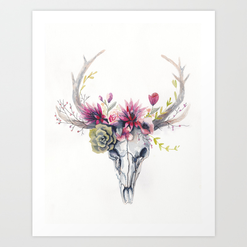 Deer Skull Art Print By Shellyweasel Society6