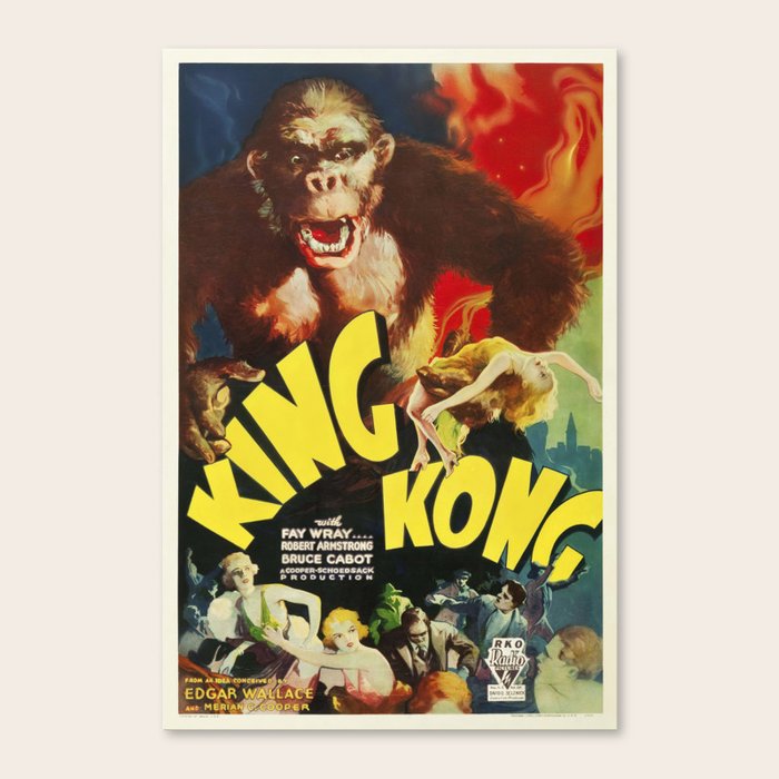 King Kong Movie Poster, Vintage King Kong Poster Canvas Print by