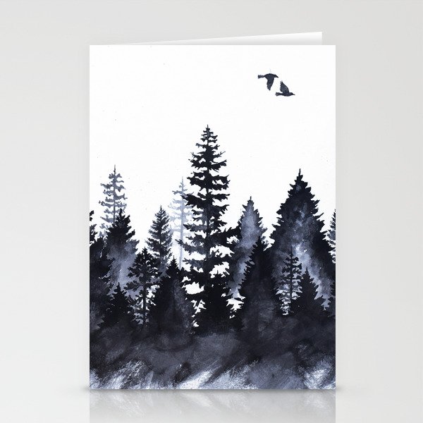 Forest Silhouette Watercolor Stationery Cards By Krombopulus Micheal Society6