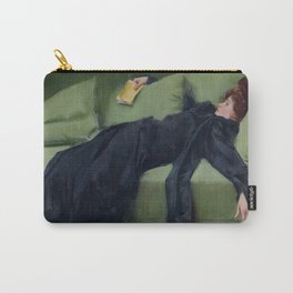 A DECADENT GIRL - RAMON CASAS Carry-All Pouch | Depressed, Spanish, Isolation, Reading, Famous, Spain, Pandemic, Green, Painting, Bored 