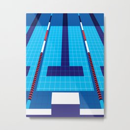 Swimming Metal Print | Colors, Minimalistic, Swimming, Pool, Digital, Minimal, Graphicdesign, Pop Art, Simplistic, Water 
