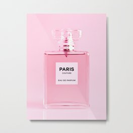 Perfume Bottle Print Pink Perfume Minimalistic Wall Art Fashion Poster Fragrance Scent Modern Decor Metal Print | Stylish, Glamour, Popart, Paris, Designer, Cute, Fashion, Trendy, Pink, Perfumewallart 
