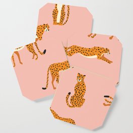 Cheetahs pattern on pink Coaster