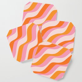 Zebra Stripes Abstract Lines Sunshine Retro Colorful Pink Orange Colors Boho Swirl Modern Pattern Coaster