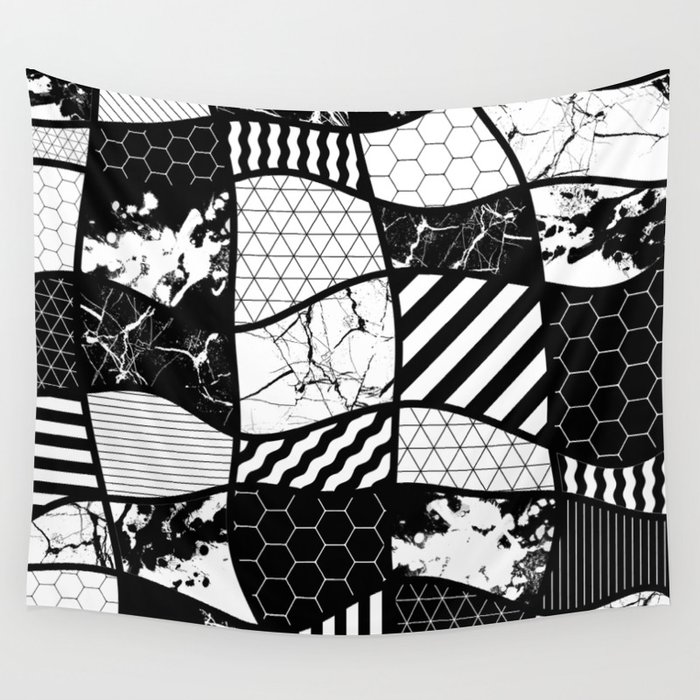 Crazy Patchwork Abstract Black And White Geometric Designs