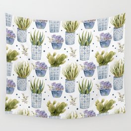 cactus in patterned pots pattern Wall Tapestry