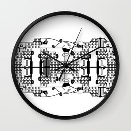 ITALY SPIRIT black&white Wall Clock | Novellini, Black And White, Pattern, Landscape, Digital, Abstract, Geometric, Vector, Yogista, Gabriella 