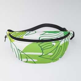 Green And Lime Monstera Palm Leaves Pattern Fanny Pack