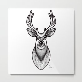 Deer Metal Print | Eauty, Forest, Drawing, Animal, Black and White, Wild, Illustration, Ink Pen, Nature, Buck 