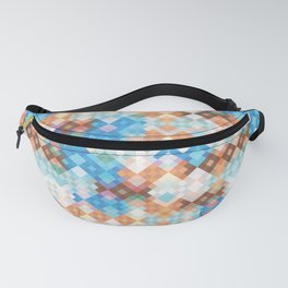 New Earth Blue And Rust Checkered Pattern Fanny Pack