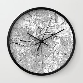Kansas City White Map Wall Clock