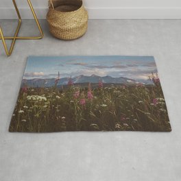 Mountain vibes - Landscape and Nature Photography Rug | Color, Flowers, Pink, High, Digital, Wanderlust, Nature, Adventure, Photo, Scenic 