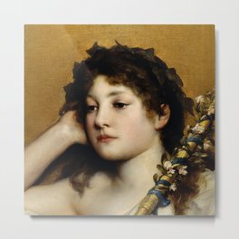 Reflective head of a woman_Gabriel von Max(1840-1915) Metal Print | Headof, Acrylic, Oil, Watercolor, Gabrielvonmax, Monkeys, Prague Born, Painting, Reflective, Awoman 