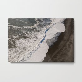 Black Sand Beach | Ocean Waves Iceland |  Landscape Nature Photography Metal Print | Black And White, Iceland, Sand, Photo, Digital, Waves, Wanderlust, Landscape, Water, Black 