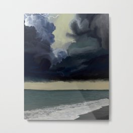 Looming (3:25 p.m.) Metal Print | Landscape, Dark, Sea, Seascape, Contemporary, Moody, Water, Stormy, Color, Beach 