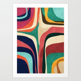 Impossible contour map Kunstdrucke | Other, Illustration, Painting, Expressionism, Vector, Colorful, Whimsical, Digital, Vintage, Flow 