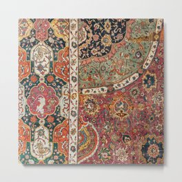 Persian Medallion Rug II // 16th Century Distressed Red Green Blue Flowery Colorful Ornate Pattern Metal Print | Sofa, Bohemiandecor, Scandinaviandesign, Indieaesthetic, Accent, Bohodecor, Hygge, Retropattern, Graphicdesign, Livingroomdecor 