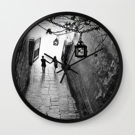 Fooled Around and Fell in Love, Florence, Italy 2014 romantic black and white photography / photograph Wall Clock | Wedding, Backstreets, Narrowstreets, Soulmates, Italy, Photo, Romance, Cobblestone, Milan, Streets 