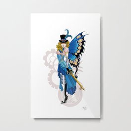 Pink and Blue Steampunk Fairy Metal Print | Blue, Steampunkfae, Steampunkfairy, Fae, Skeletonkey, Steampunk, Fairies, Fairywings, Steampunkfaery, Pink 