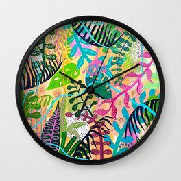 Tropical Bliss Wall Clock | Painting, Botanical, Jungle, Bohovibe, Plants, Junglevibe, Colour, Tropical, Boho, Leafy 