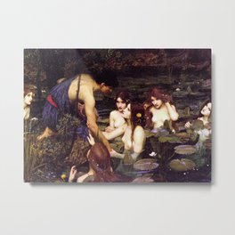 John William Waterhouse - Hylas and the Nymphs - 1896 Metal Print | Waternymph, Romanticism, Greek, Hylas, Lily, Nymphs, Painting, Tragic, Naiads, Classical 