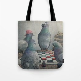 The Antlered Ship_Pigeons Playing Checkers Tote Bag