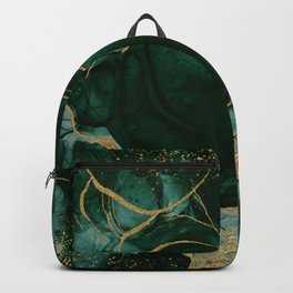 Gold and Emerald Marble I Backpack | Graphicdesign, Marble, Boho, Gem, Texture, Marbled, Geode, Green, Crystal, Stone 