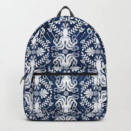Mythos Backpack | Summer, Greek, Octopus, Illustration, Digital, Graphicdesign, Trident, Oceantheme, Damask, Watercolor 