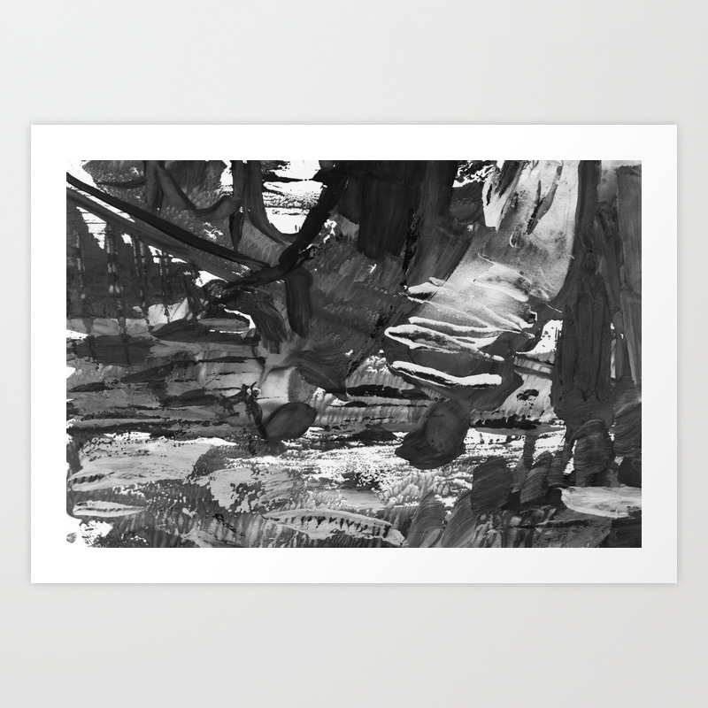 Gray Black And White Gradient Acrylic Paint In Monotype Technique
