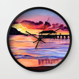 Hanalei Pier Wall Clock