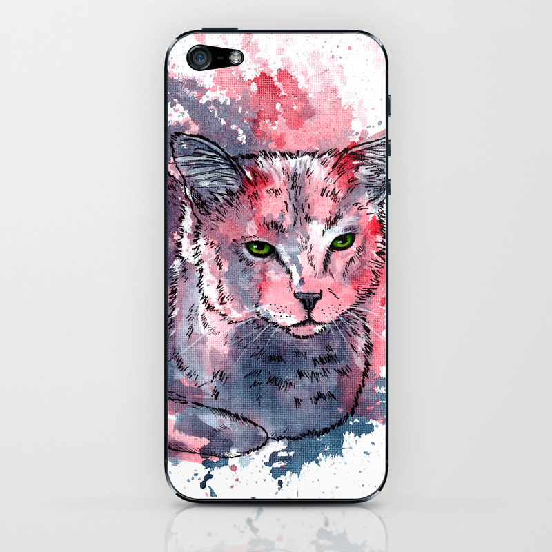 Cat Acrylic Painting Animal Abstract Portrait Iphone Skin By
