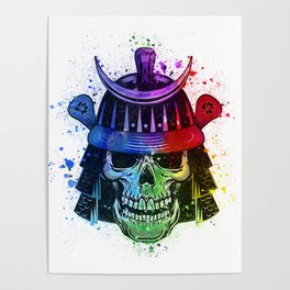 Skull with Kabuto Helmet Poster