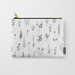 White Wildflowers Pattern Carry-All Pouch | Simple, Female, Patterns, Nature, Plants, Pattern, Girl, Botanical, Botanic, Wildflowers 