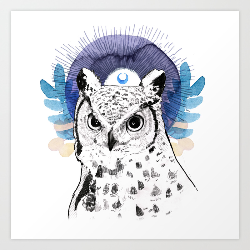 The Owl (Spirit Animal) Art Print by Vanillery Garden | Society6