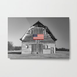 God Bless Flyover Country - Selective Color USA Flag And Vintage Barn Metal Print | Vintagebarn, Veteranart, Blackandwhite, Ruralwallart, Oldbarn, Militaryart, Redwhiteblue, Photo, Flyoverstates, Walldecor 