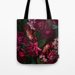 Vintage & Shabby Chic - Night Botanical Flower Roses Garden Tote Bag
