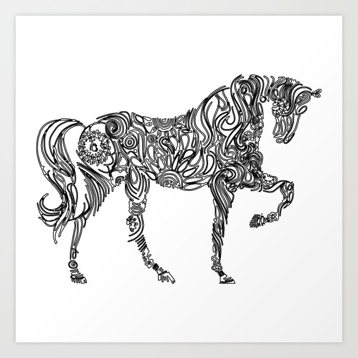 Abstract Horse Drawing Art Print By Jeffkaguri Society6