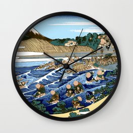 Katsushika Hokusai The Fuji seen from Kanaya on the Tokaido Wall Clock | Nature, Landscape, Painting, Katsushikahokusai, Volcano, Japan, Mountain, Waves, Kanaya, Asia 