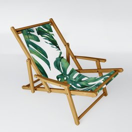 Classic Palm Leaves Tropical Jungle Green Sling Chair | Pattern, Landscape, Illustration, Abstract, Photo, Green, Beach, Flowers, Forest, Ocean 